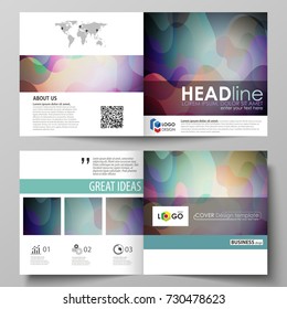 Business templates for bi fold square brochure, magazine, flyer, annual report. Leaflet cover, flat style vector layout. Bright color pattern, colorful design with shapes forming abstract background