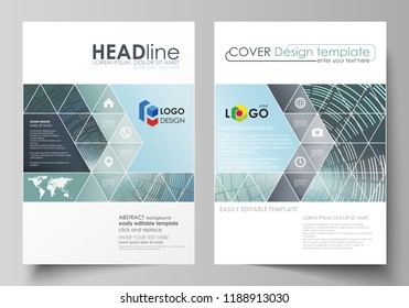 Business templates for brochure, flyer, booklet or report. Cover design template, easy editable vector, abstract flat layout in A4 size. Technology background in geometric style made from circles.