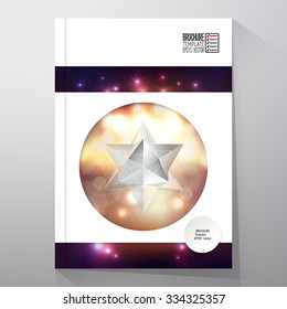 Business templates for brochure, flyer or booklet. Abstract multicolored background with bokeh lights and stars. Scientific or digital design, science vector illustration.