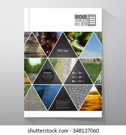 Business templates for brochure, flyer or booklet. Abstract multicolored background of nature landscapes, geometric vector, triangular style illustration.