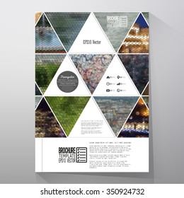 Business templates for brochure, flyer or booklet. Abstract multicolored background of nature landscapes, geometric vector, triangular style illustration.