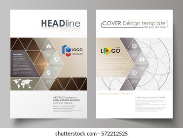 Business templates for brochure, flyer, booklet. Cover design template, abstract vector layout in A4 size. Alchemical theme. Fractal art background. Sacred geometry. Mysterious relaxation pattern.