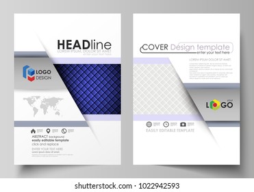 Business templates for brochure, flyer, report. Cover design template, abstract vector layout in A4 size. Shiny fabric, rippled texture, white and blue color silk, colorful vintage style background.