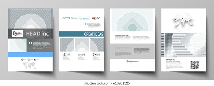 Business templates for brochure, flyer, report. Cover design template, abstract vector layout in A4 size. Minimalistic background with lines. Gray color geometric shapes forming beautiful pattern