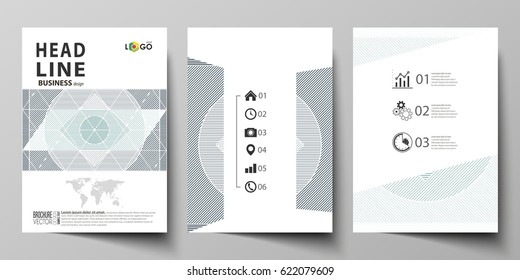 Business templates for brochure, flyer, report. Cover design template, abstract vector layout in A4 size. Minimalistic background with lines. Gray color geometric shapes forming beautiful pattern.