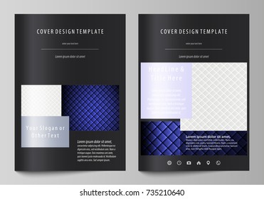 Business templates for brochure, flyer, report. Cover design template, abstract vector layout in A4 size. Shiny fabric, rippled texture, white and blue color silk, colorful vintage style background.