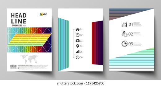 Business templates for brochure, magazine, flyer, annual report. Cover template, vector layout in A4 size. Bright color rectangles, colorful design, rectangular shapes, abstract beautiful background.