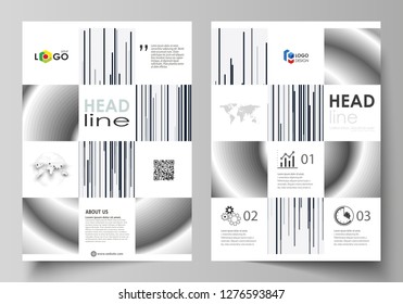 Business templates for brochure, magazine, flyer, booklet. Cover design template, abstract vector layout in A4 size. Simple monochrome geometric pattern. Minimalistic background. Gray color shapes.