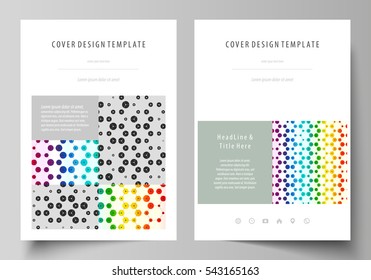 Business templates for brochure, magazine, flyer, report. Cover design template, abstract vector layout in A4 size. Chemistry pattern, hexagonal molecule structure. Medicine, science concept.