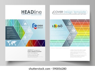 Business templates for brochure, magazine, flyer, annual report. Cover template, vector layout in A4 size. Bright color rectangles, colorful design, rectangular shapes, abstract beautiful background