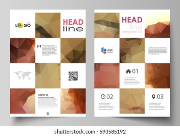 Business templates for brochure, magazine, flyer, booklet. Cover design template, abstract vector layout in A4 size. Beautiful background. Geometrical colorful polygonal pattern in triangular style.