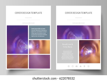 Business templates for brochure, magazine, flyer, booklet or annual report. Cover template, abstract flat vector layout in A4 size. Bright color colorful design, beautiful futuristic background.