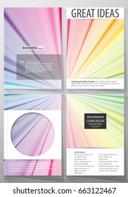 Business templates for brochure, magazine, flyer, report. Cover template, easy editable vector, flat layout in A4 size. Colorful background, abstract waves, lines. Bright color curves. Motion design.