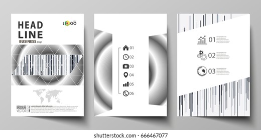 Business templates for brochure, magazine, flyer, booklet. Cover design template, abstract vector layout in A4 size. Simple monochrome geometric pattern. Minimalistic background. Gray color shapes