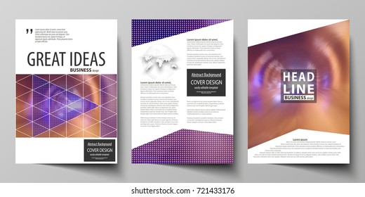 Business templates for brochure, magazine, flyer, booklet, report. Cover template, easy editable vector, abstract flat layout in A4 size. Bright color colorful design, beautiful futuristic background
