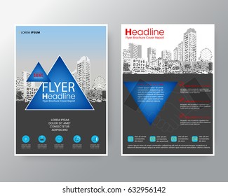 Business templates creative design : Abstract blue triangle Brochure annual report cover Flyer Poster design Layout vector template in A4 size