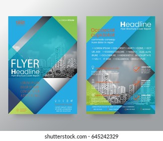 Business templates creative design : Abstract blue and green diagonal line Brochure annual report cover Flyer Poster design Layout vector template in A4 size