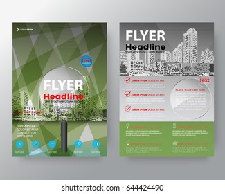 Business templates creative design : Brochure Flyer design Layout template in A4 size, Search business the Better idea. Abstract green geometric background for Poster