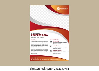 Business templates creative design : layout ,poster flyer pamphlet brochure cover design layout with wave shape graphic elements and space for photo collage background, vector template in A4 size