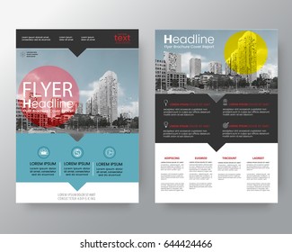 Business templates creative design : Set of brochure,poster flyer pamphlet brochure cover design layout with circle shape graphic elements and space for photo background,  vector template in A4 size