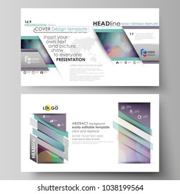 Business templates in HD format for presentation slides. Easy editable vector layouts in flat style. Bright color pattern, colorful design with overlapping shapes forming abstract beautiful background