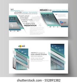 Business templates in HD format for presentation slides. Easy editable abstract vector layouts in flat design. Technology background in geometric style made from circles.