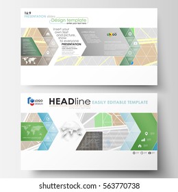 Business templates in HD format for presentation slides. Easy editable layouts. City map with streets. Flat design template, tourism businesses, abstract vector illustration.