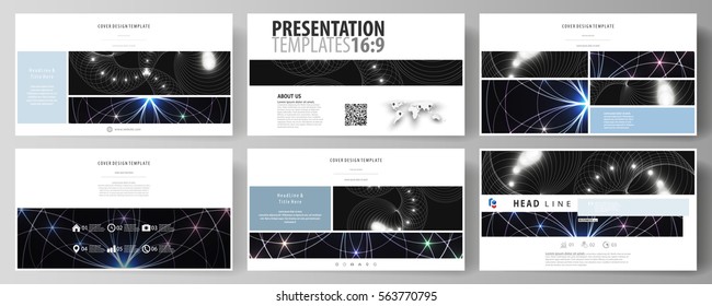 Business templates in HD format for presentation slides. Easy editable abstract vector layouts in flat design. Sacred geometry, glowing geometrical ornament. Mystical background.