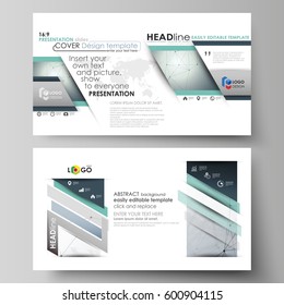 Business templates in HD format for presentation slides. Abstract vector layouts in flat design. Genetic and chemical compounds. DNA and neurons. Medicine, chemistry, science or technology concept.