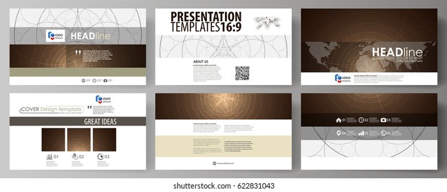 Business templates in HD format for presentation slides. Easy editable abstract vector layouts in flat design. Alchemical theme. Fractal art background. Sacred geometry. Mysterious relaxation pattern.