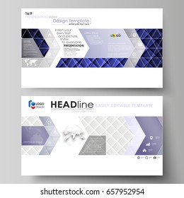 Business templates in HD format for presentation slides. Easy editable abstract vector layouts in flat design. Shiny fabric, rippled texture, white and blue silk, colorful vintage style background.