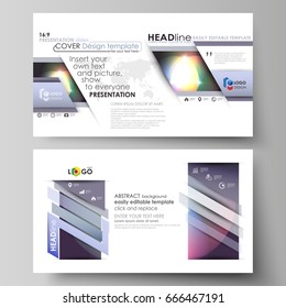 Business templates in HD format for presentation slides. Easy editable abstract vector layouts. Retro style, mystical Sci-Fi background. Futuristic trendy design