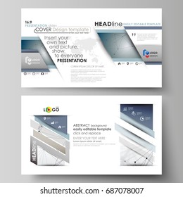 Business templates in HD format for presentation slides. Abstract vector layouts in flat design. DNA and neurons molecule structure. Medicine, science, technology concept. Scalable graphic