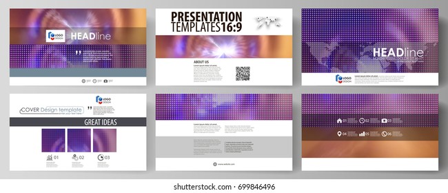 Business templates in HD format for presentation slides. Easy editable abstract vector layouts in flat style. Bright color colorful design, beautiful futuristic background.