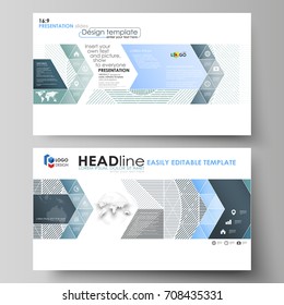 Business templates in HD format for presentation slides. Abstract vector layouts in flat design. Minimalistic background with lines. Gray color geometric shapes forming simple beautiful pattern