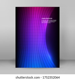 Plantillas de negocio para presentación multipropósito. Elementos de diseño Sencillo vector editable EPS 10 para publicidad de diseño de folletos, efecto neón de las luces boreales en el volante de la fiesta de fondo morado