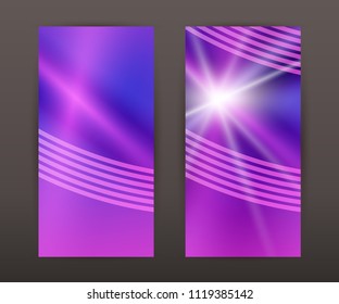 Business templates for multipurpose presentation. Easy editable vector EPS 10 layout. Set of 4 design brochure A4 format advertising, Northern Lights neon effect on purple background event party flyer