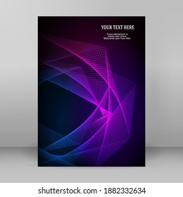 Plantillas de negocio para presentación multipropósito. Diseño de EPS 10 vector fácil de editar. folleto de diseño publicidad en formato A4, efecto neón de las auroras boreales en el volante de la fiesta de fondo morado