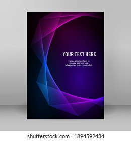 Plantillas de negocio para presentación multipropósito. Diseño de EPS 10 vector fácil de editar. folleto de diseño publicidad en formato A4, efecto neón de las auroras boreales en el volante de la fiesta de fondo morado