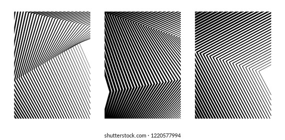 Business templates for multipurpose presentation slides. Easy editable vector EPS 10 layouts. Set of 3 vertical brochure flyer A4 format, Annual report mockup graphic colors black white