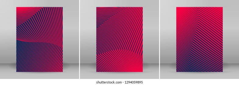 Geschäftsvorlagen für Mehrzweck-Präsentationsfolien. Einfach editierbare Vektor-EPS 10 Layouts. Set von 3 vertikalen Prospektflyer A4 Format Geschäftsbericht Mockup Grafikfarben rot, pink, lila