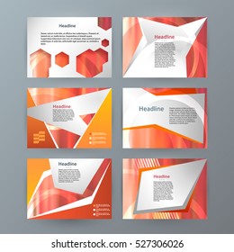 Business templates for multipurpose presentation slides. Easy editable vector layouts. Set of 6 design  brochure flyer marketing and advertising,  Annual report mockup graphic design EPS 10.
