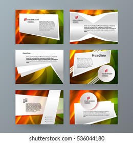 Business templates for multipurpose presentation slides. Easy editable vector layouts. Set of 6 design brochure flyer marketing and advertising, Annual report mockup graphic design EPS 10.