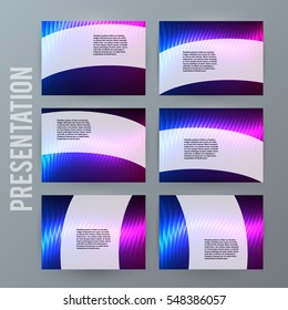 Business templates for multipurpose presentation slides. Easy editable vector layout. Set of 6 design brochure flyer marketing and advertising, Annual report mockup EPS 10. Northern Lights neon effect