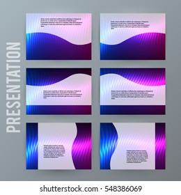 Business templates for multipurpose presentation slides. Easy editable vector layout. Set of 6 design brochure flyer marketing and advertising, Annual report mockup EPS 10. Northern Lights neon effect