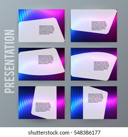 Business templates for multipurpose presentation slides. Easy editable vector layout. Set of 6 design brochure flyer marketing and advertising, Annual report mockup EPS 10. Northern Lights neon effect