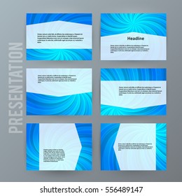 Business templates for multipurpose presentation slides. Easy editable vector EPS 10 layout. Set of 6 design brochure ad, glow light effect on blue background event party flyer. Annual report mockup