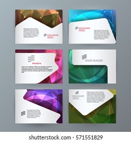 Business templates for multipurpose presentation slides. Easy editable vector layouts. Set of 6 design brochure flyer marketing and advertising, Annual report mockup graphic design EPS 10.