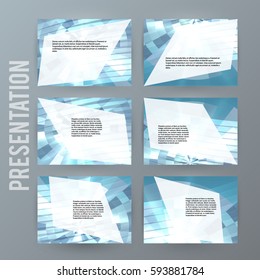 Business templates for multipurpose presentation slides. Easy editable vector EPS 10 layouts. Set of 6 horizontal Silver design brochure flyer, Annual report mockup graphic colors metalic grey, steel