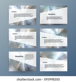 Business templates for multipurpose presentation slides. Easy editable vector EPS 10 layouts. Set of 6 horizontal Silver design brochure flyer, Annual report mockup graphic colors metalic grey, steel